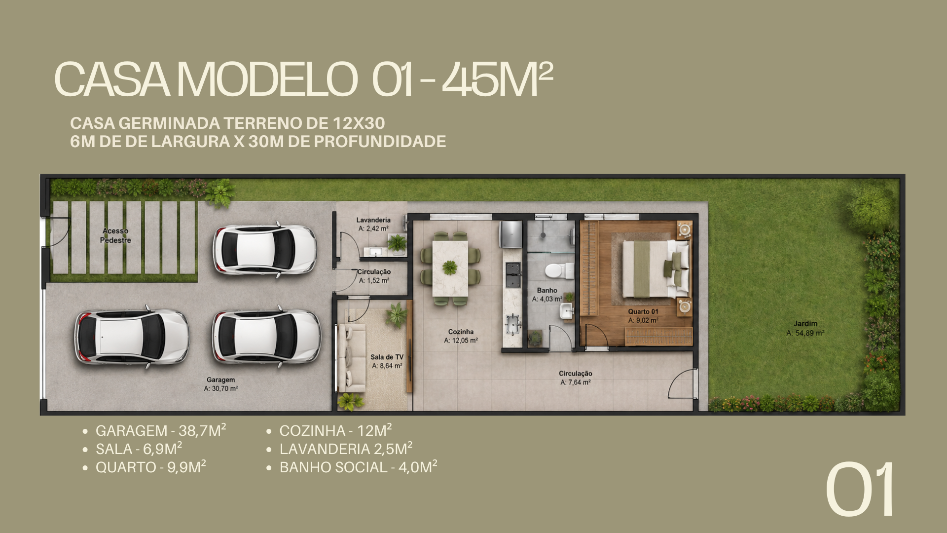 Casa geminada 45m²
