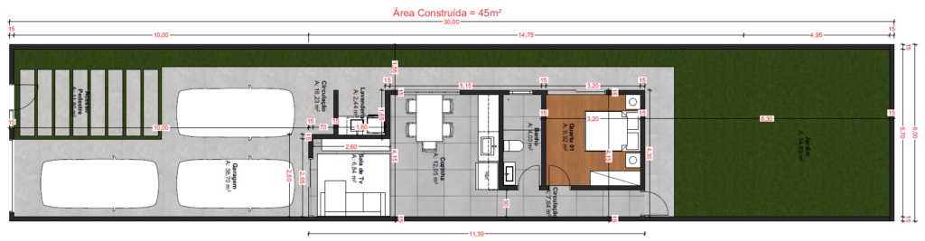 Casa geminada em terreno 12x30